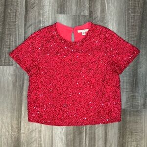AO.LA Sequined Short Sleeve Top - Large
